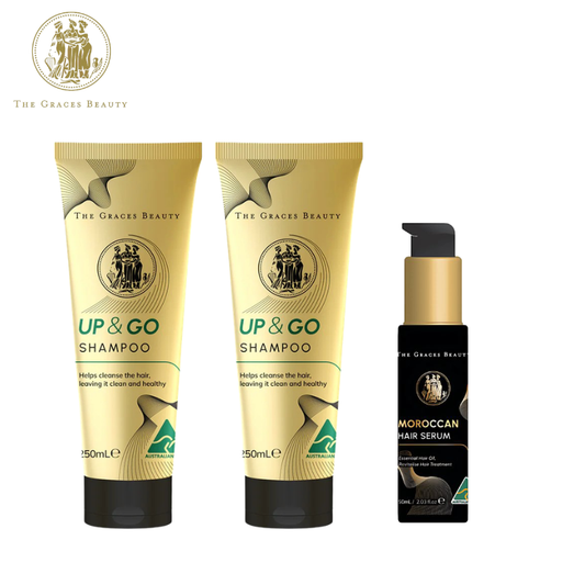 THE GRACE BEAUTY UP & GO Shampoo 250ml *2pcs + Moroccan Hair Serum 50mL