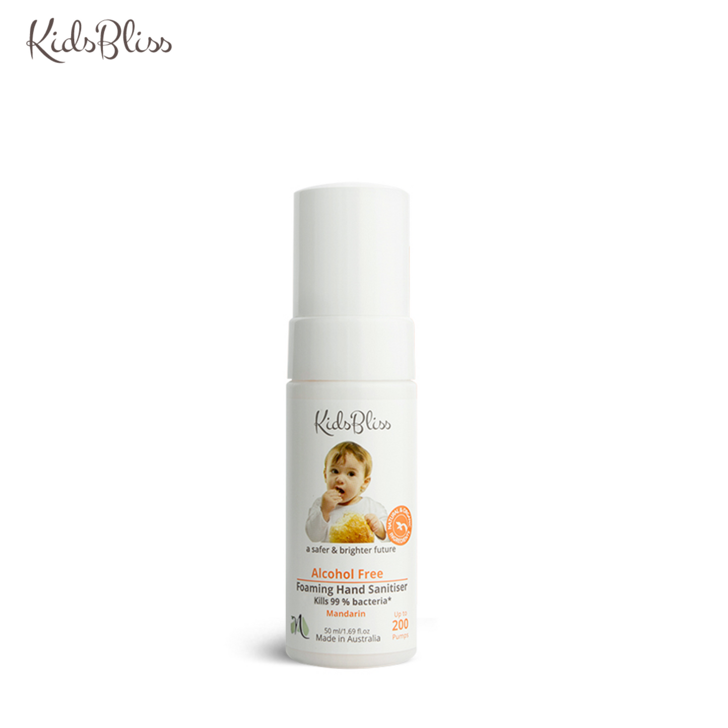 Kidsbliss Alcohol-Free Foaming Hand Sanitiser - Mandarin 50ml